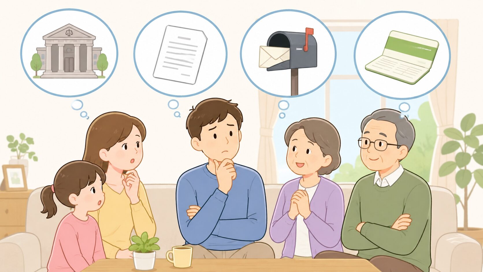 自己破産が家族に知られる可能性がある主な場面のイメージ画像