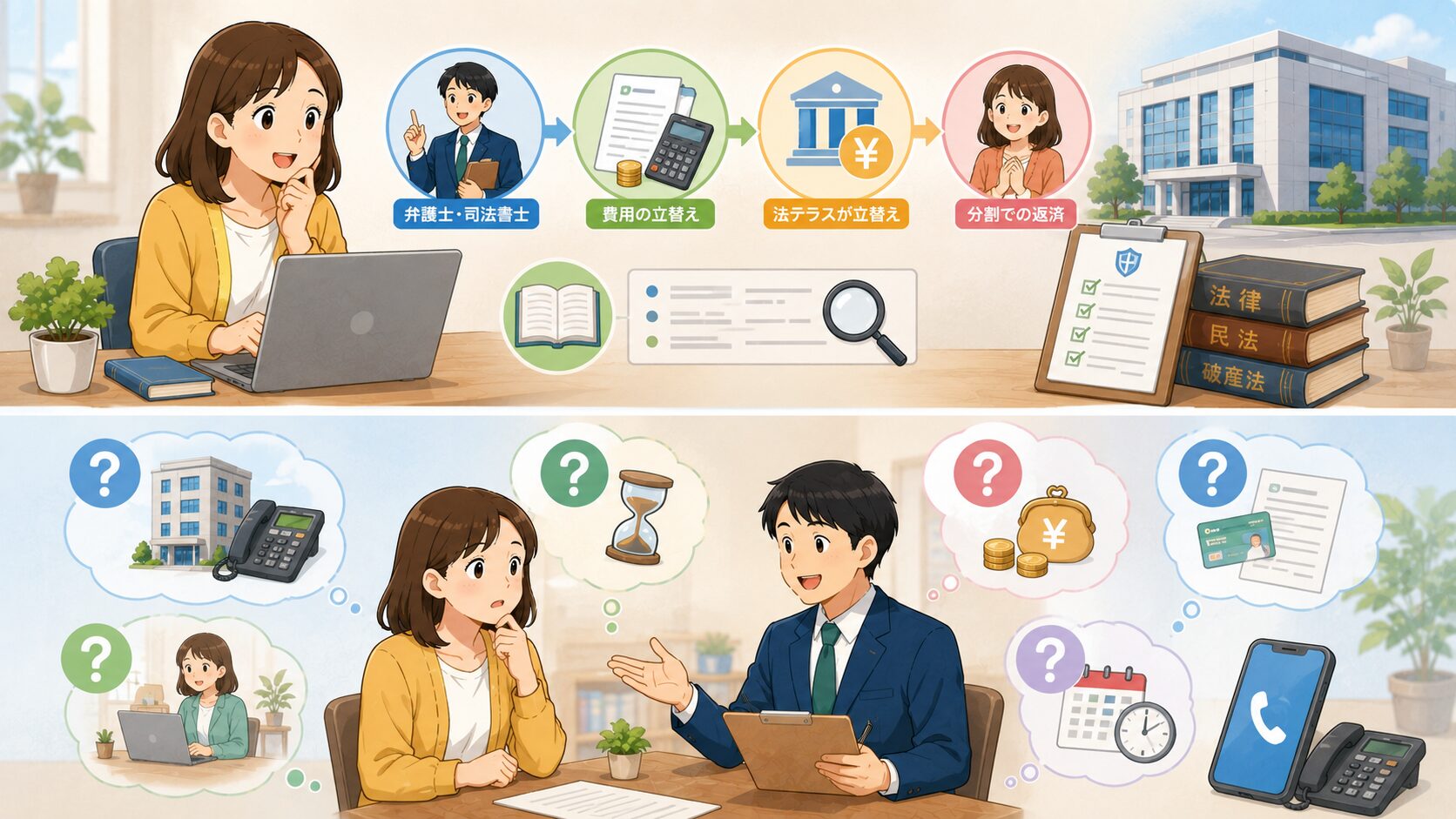 弁護士や司法書士費用等の立替制度と公的情報を確認するのイメージ画像